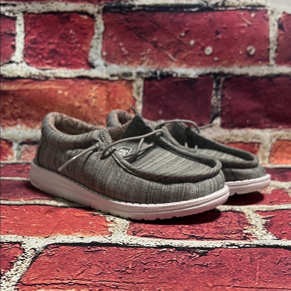 Hey Dude Kids Moccasins - Gray and White